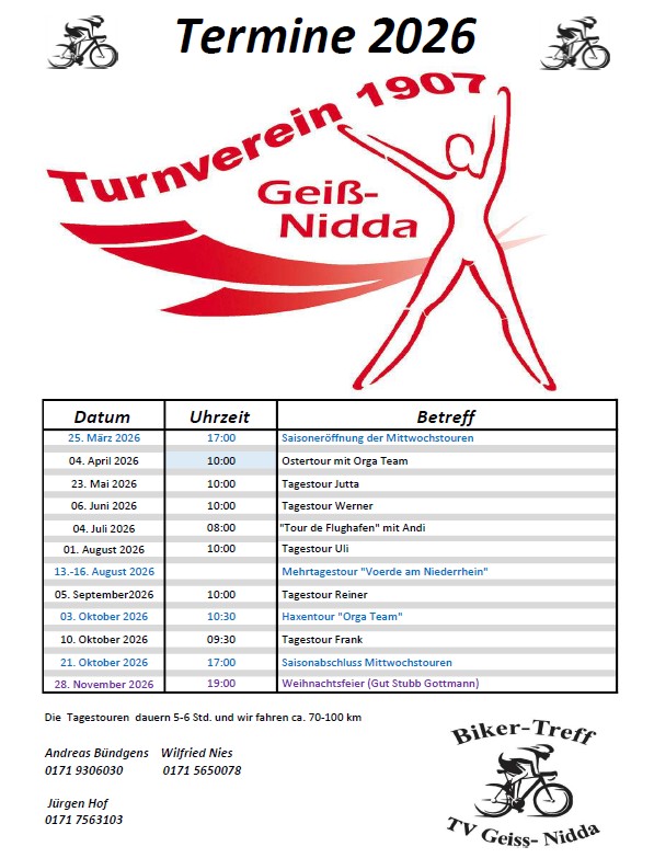 Der Terminplan mit den geplanten Veranstaltungen.